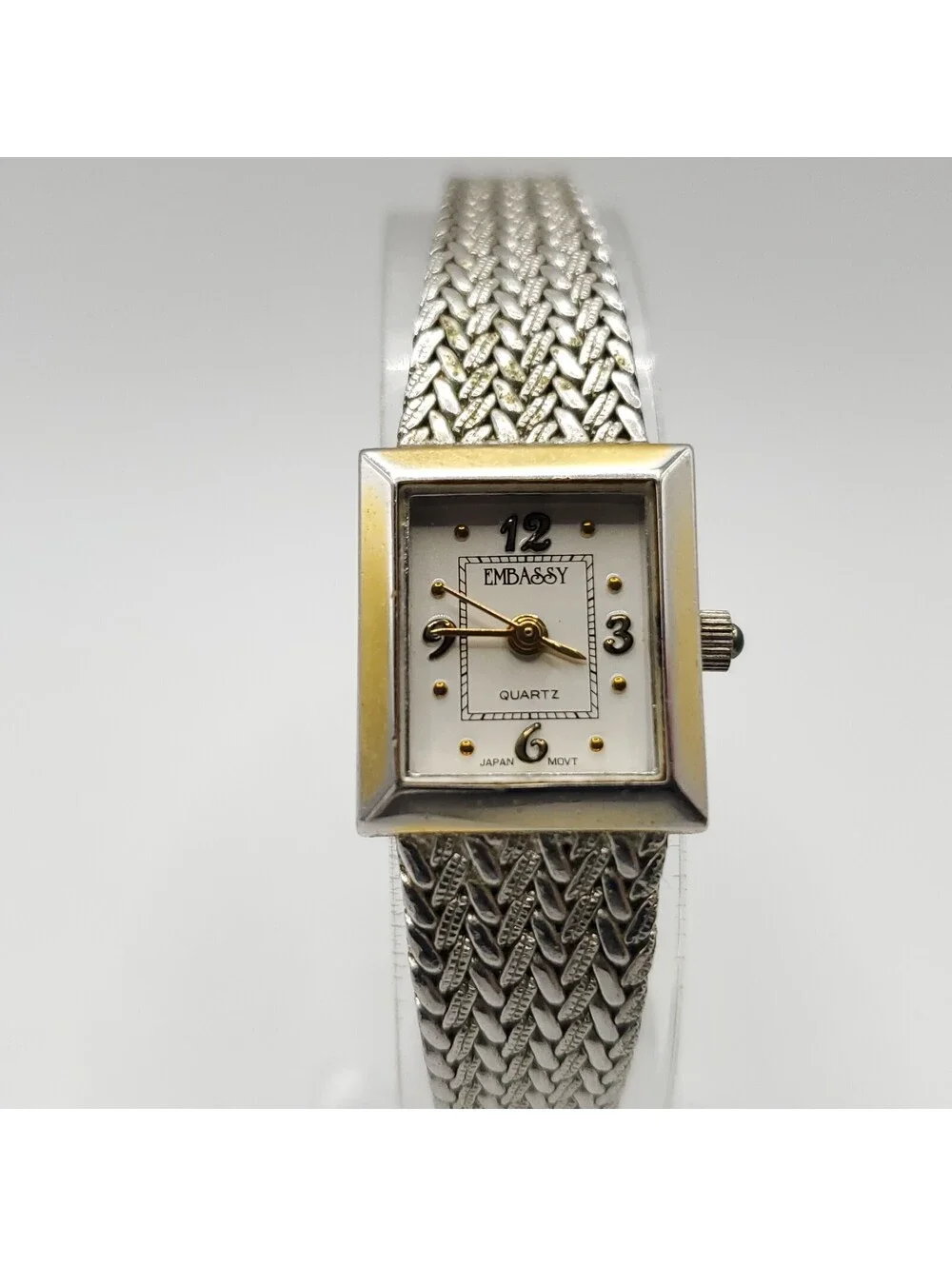 Vintage Embassy Watch Adjustable Mesh Band 16mm Square Womens New Battery